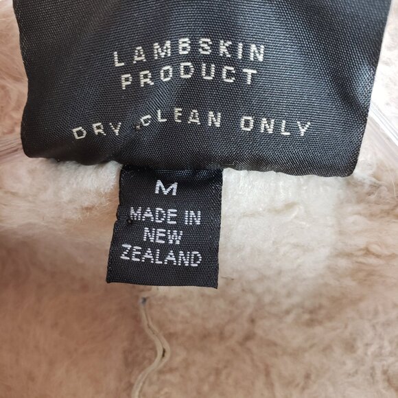Skin Deep New Zealand Jacket Vest Lambskin Leather Shearling Quilted Cream sz M - Picture 4 of 11